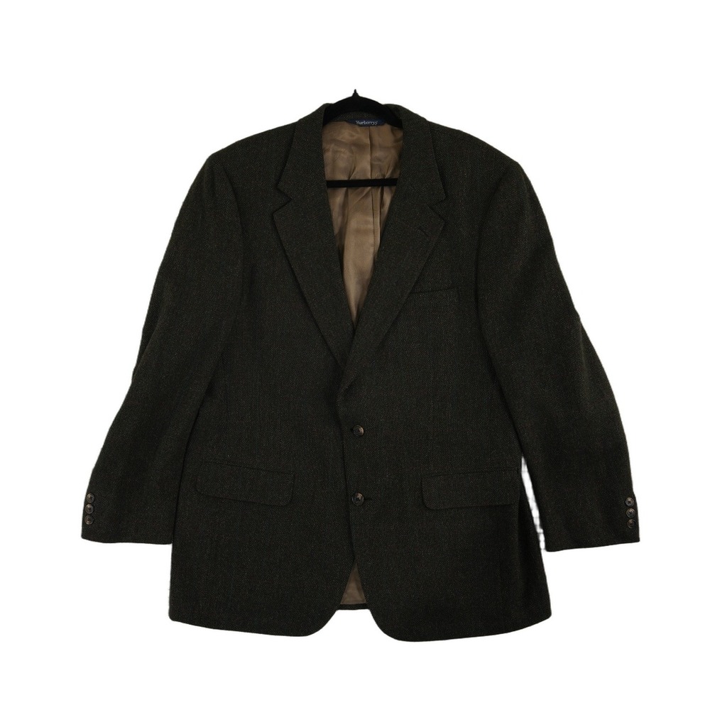 Burberrys Prorsum Blazer Men's Size 44R XL Green 100% Wool Tweed Two Button